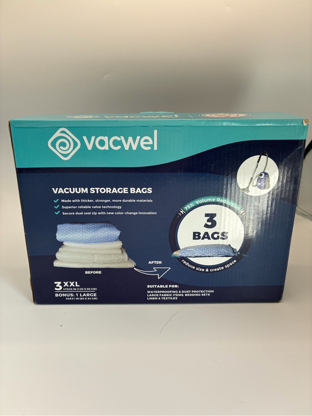 Vacwel Blue Vacuum Jumbo Storage Bags - 3 Pack